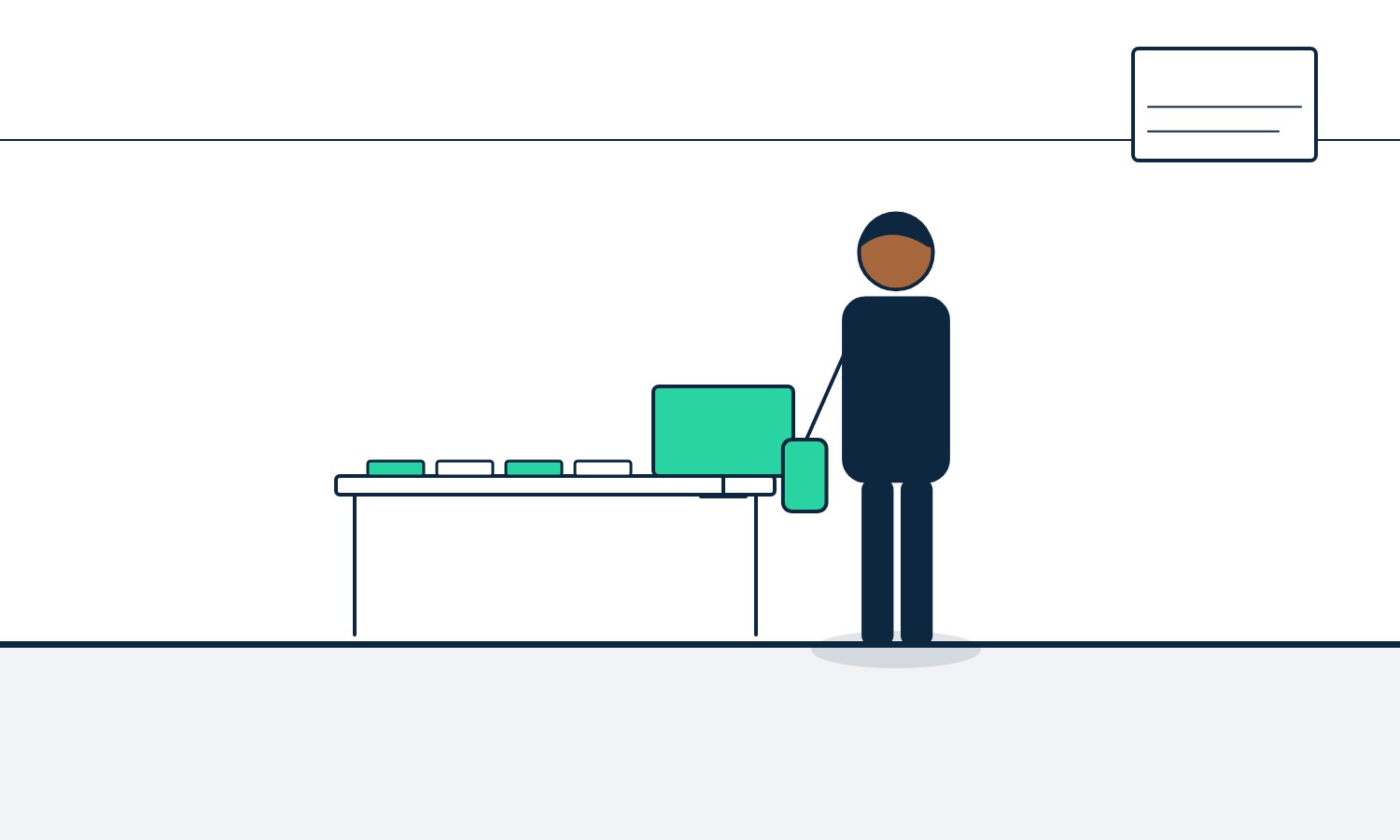 Cleaning Has Quietly Become a Governance Problem for Small Firms A commercial cleaner in a small office wiping a shared kitchen surface while a wall-mounted cleaning schedule and a labelled chemical bottle are visible nearby